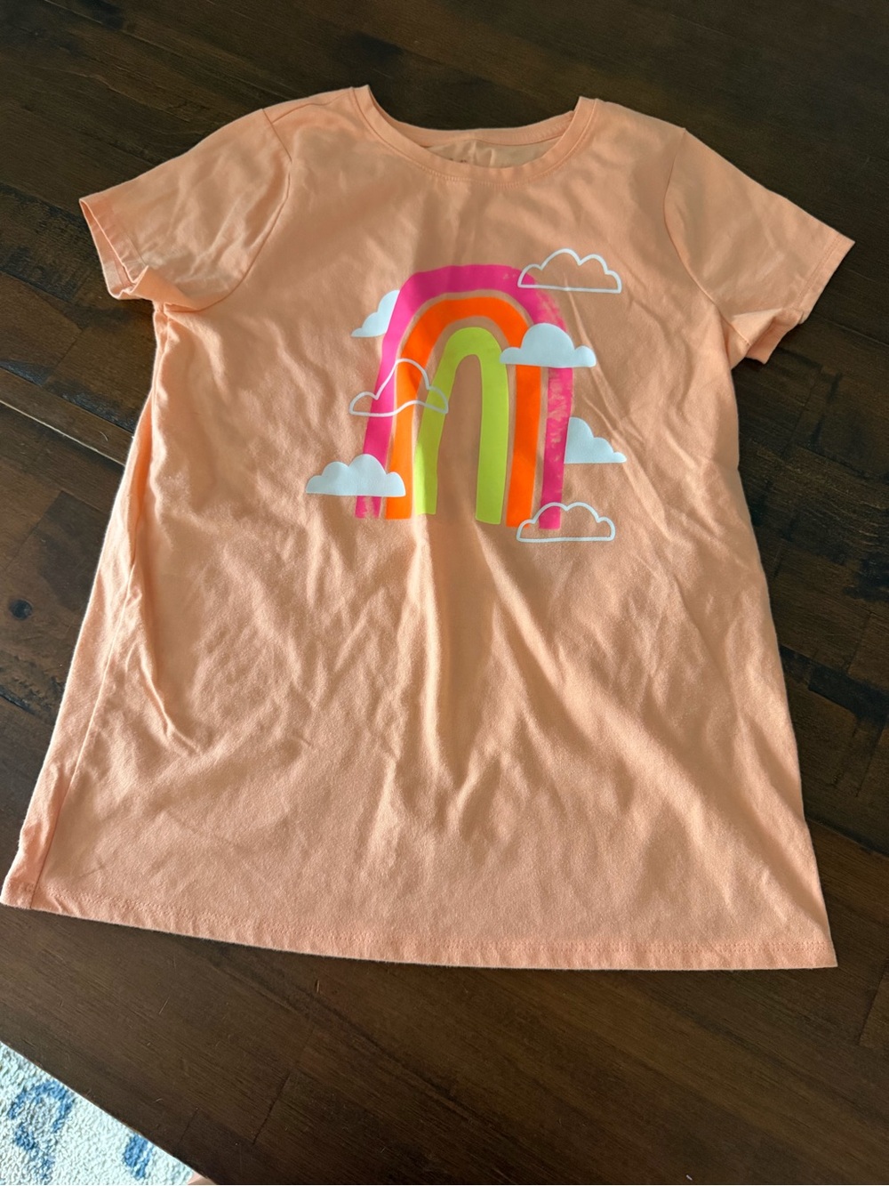Cat & Jack Peach Short Sleeve Rainbow Graphic Tee